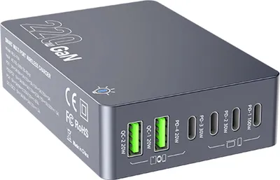 Produktbild von 6-In-1 Ladestation Hub 220W GaN Schnelle Lade Block mit Auto Detect PD Typ-C & USB-A Multi-funktionale Desktop Ladegeraete fuer Mobile