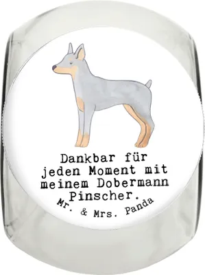 Produktbild von Mr. & Mrs. Panda Dose Dobermann Pinscher Moment XL 2000ml - Weiß - Geschenk, Vorratsglas, glasbehälter, Keksdose, Vorratsbehälter, Bonbonglas