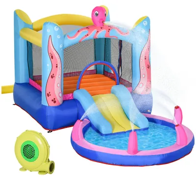 Immagine prodotto di Castello gonfiabile autogonfiabile con compressore, toppe, 1 trampolino, 1 piscina, 1 scivolo, 360 x 175 x 180 cm