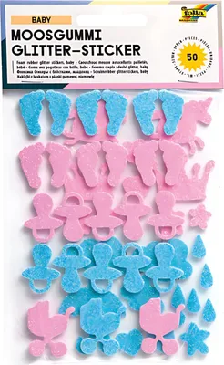 Immagine prodotto di Adesivi in gommapiuma glitterati "Baby", 50 pezzi