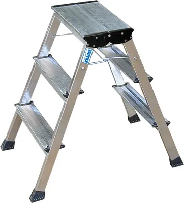 Produktbild von Krause Leiter 130068 Doppelklapptritt Rolly Alu Natur 2x3 Stufen