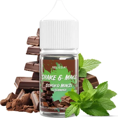 Produktbild von Belissia Shake and Make Schoko-Minze Refill - 30 ml hochdosiertes Lebensmittelaroma - zum Nachfüllen - Für Backen, Speisen, Getränke, Shakes, DIY uvm