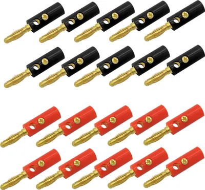 Produktbild von 20x ARLI Bananenstecker vergoldet bis 4mm² - 10x rot + 10x schwarz Set