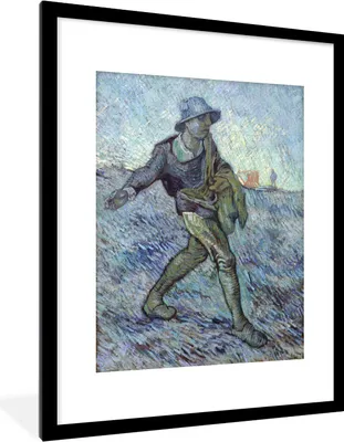 Produktbild von MuchoWow® MuchoWow® Gerahmtes Poster Der Sämann (nach Millet) - Vincent van Gogh 60x80 cm - Poster mit zchwarzem Bilderrahmen - Wohnzimmer - Dekorationen - Prämie
