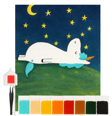 Produktbild von Mr. & Mrs. Panda Diamond Painting Einhorn Sternenhimmel Design 40 x 50 cm Mit Rahmen - Weiß - Geschenk, Verrückt, Einhörner, Sterne, set, kit, bilder, diamant malerei