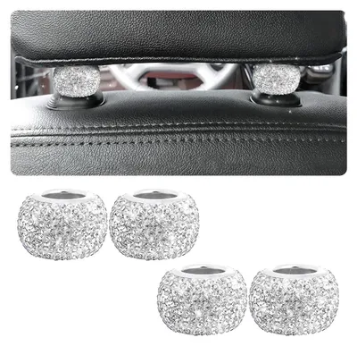 Immagine prodotto di Anelli per poggiatesta - Accessori universali per sedili auto - Strass - 4 pezzi - Adatti per poggiatesta removibili - Decorazione interna - Decorazione auto