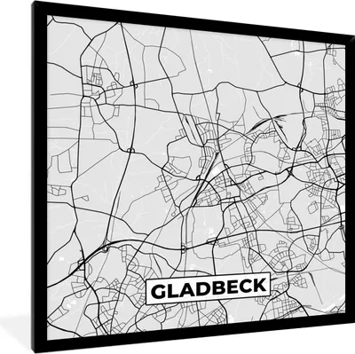 Produktbild von MuchoWow® Gerahmtes Poster Deutschland - Karte - Gladbeck - Stadtplan 40x40 cm - Poster mit Schwarzem Bilderrahmen Wandposter Rahmen Foto Bilder - Mit Rahmen - Wanddekoration Schlafzimmer