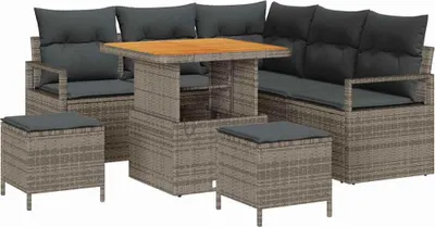 Image de vidaXL Ensemble de canapé de jardin avec coussin avec mémoire 8 pcs Gris