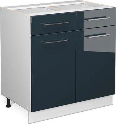 Produktbild von Küchenunterschrank Vicco Fame-Line Dunkelblau Hochglanz 80 cm ohne Arbeitsplatte, Model 49697