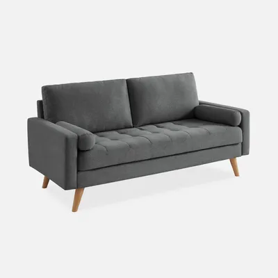 Produktbild von sweeek - 3-Sitzer-Sofa mit kapitoniertem Bezug - Dunkelgrau