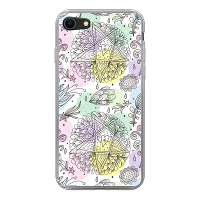 Produktbild von MuchoWow® Handyhülle Schutzhülle Hülle für iPhone SE 2022 Mädchen - Blumen - Sterne - Muster - Mädchen - Kinder - Kinder Silikon Softcase Handy Hülle - Schutzhülle