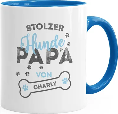 Produktbild von personalisierte Kaffee-Tasse stolze Hundepapa von [Hundename] personalisierte Geschenke Hundebesitzer SpecialMe® blau unisize