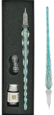 Image de Kit de stylos plume pour calligraphie, avec encre, design en spirale, vert