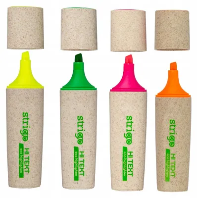 Produktbild von Strigo HI TEXT ECO Neon Öko-Marker Set 4 Farben