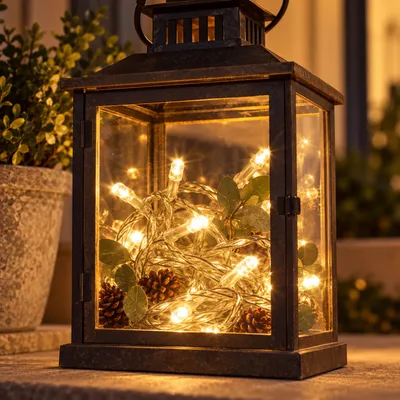 10er LED Lichterkette Drahtlichterkette Draht warmweiß Batterie Timer Außen