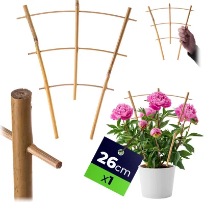 Productafbeelding van KADAX Bamboe klimrek, 26 x 23 cm, 1 stuk, klimhulp voor planten, plantenrek, klimondersteuning en plantensteun voor kamerplanten en klimplanten