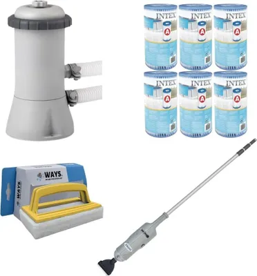 Obrázok produktu pre WAYS - Starostlivosť o bazény - Bazénové vysávačové a filtračné čerpadlo 2271 L/u a 6 filtrov typu A & WAYS čistiaca kefa