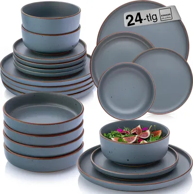 Produktbild von SÄNGER Steingut Geschirrset Bombay Graphit 24 teilig für 6 Personen