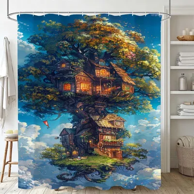 Produktbild von Wasserdichte Duschvorhang, extra lang, 120 x 150 cm, blau