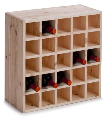 Productafbeelding van Wijnrek hout - 25 flessen - Stapelbaar - Natuurlijk hout