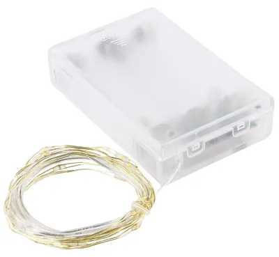 LED-Lichtsnoer, warmweiß, 20 LEDs, 1,30 m, Timer, goldener Draht