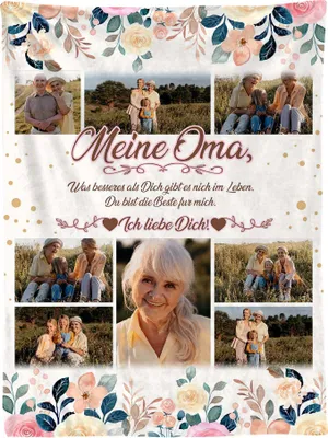 A collage of photos of grandmothers and children, with floral decorations and text.