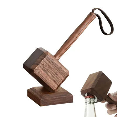 Produktbild von Flaschenöffner, Holz Hämmer Flaschenöffner, Flaschenöffner Lustig, Magnetischer Flaschenöffner, Bieröffner und Schreibtisch-Dekoration