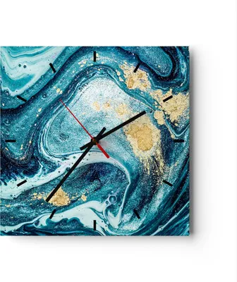 Produktbild von Wanduhr - Quadrat - Glasuhr - Abstraktion modern - 30x30cm - Schleichendes Uhrwerk - Lautlos - zum Aufhängen bereit - Dekoration Modern - Wanddekoration aus Glas - C3AC30x30-3493