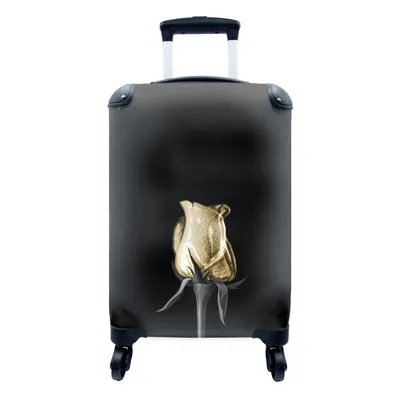 Produktbild von MuchoWow® Koffer Handgepäck Trolley Rollkoffer Kleine Reisekoffer mit 4 Rollen - Blumen - Licht - Schwarz - Cabin Size < 55x40x23 cm & 55x40x20 cm - Fotokoffer - Kabinenkoffer - Boardgepäck - Reise-Box - Reisekoffer - Reisegepäck - Koffer mit Bild - Trolley für Kinder