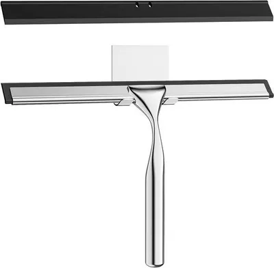 Produktbild von Famanu Duschabzieher 25,4 cm mit Wandhaken und Silikonlippe - Silber