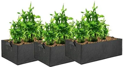 Image de Lot de 3 pots de culture - Grand pot adaptable - Matériau respirant - Design flexible - Poignées - 50x30x20 cm - Pot de culture