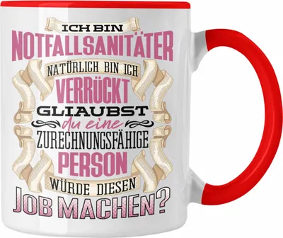 Produktbild von Trendation - Ich Bin Notfallsanitäter Tasse Geschenk Geburtstag Lustiger Spruch Krankenwagen Notdienst Geschenkidee (Rot)