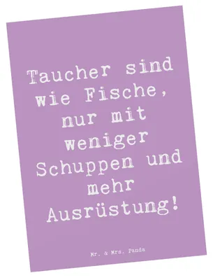 Produktbild von Mr. & Mrs. Panda Postkarte Spruch Tauchen Abenteuer - Lavendeltraum - Geschenk, Sportler, Postkarten, bildkarte, tauchausrüstung, Teamsport, unterwasserwelt, Freiheit