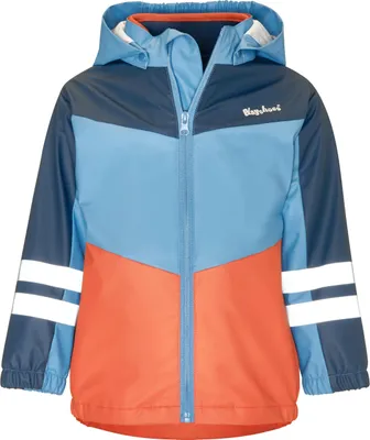 Immagine prodotto di Playshoes, giacca impermeabile unisex per bambini, colore blu navy/arancione, taglia 128