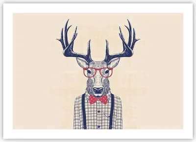 Produktbild von Poster - Poster ohne Rahmen - Charakter Hirsch Illustration hipster - 70x50 cm - Wand Bild - Wanddeko - Wandbilder - Kunstposter - Wandposter - Bilder - Kunstdruck - Wandbild - P2XAA70x50-3120