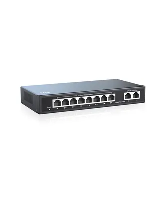 Produktbild von ZOSI 8 Ports PoE-Switch mit 2 Gigabit-Uplink-Ports, Bis zu 96W, Netzwerk Switch für IP-Kameras, NVR, Router, IEEE802.3af/at, Unmanaged, Metallgehäuse
