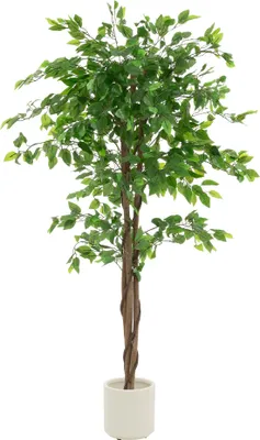 Produktbild von ML-Design Kunstpflanze Ficus 150cm Künstliche Pflanzen groß wie echt Zimmerpflanze mit Naturholzstamm im Topf Pflegeleichter Plastikpflanzen Kunstbaum