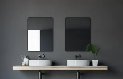 Obrázek produktu pro Talos Black Living, zrcadlo 80x60 cm – Černé koupelnové zrcadlo s kvalitním hliníkem