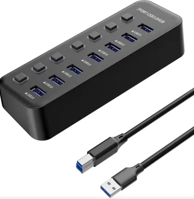 Produktbild von PremiumCord USB 3.2 Superspeed USB-Hub mit 7 Anschlüssen und Port-Switches