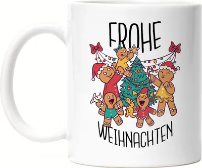 Produktbild von Frohe Weihnachten Tasse weiß Weihnachten Familienzeit Weihnachtsbaum Geschenke Geschenkidee Happy Family