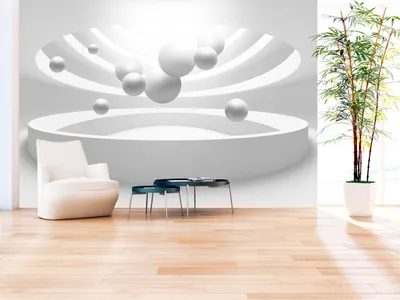 Produktbild von Vlies Fototapete 400x280 cm Tapeten Wandtapete XXL Abstrakt Kugeln weiß a-B-0046-a-a