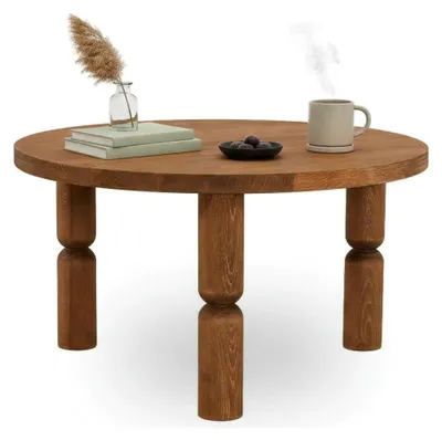 Produktbild von Wohnzimmertisch Dpogb, Niedriger Wohnzimmertisch, Kaffeeregal, Couchtisch für Sofa, 70x70h40 cm, Eiche