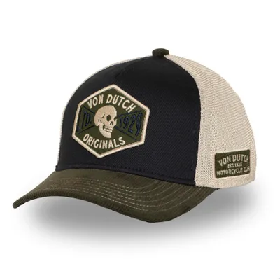 Produktbild von Von Dutch Originals Semi-Curved Trucker Cap - SKULL LTD. 1929 Olive