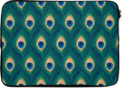 Produktbild von MuchoWow® Laptop Hülle 14 ZollDesign - Pfau - Federn - Grün - Blau Laptoptasche - Laptoptasche - Stoßsicher - Schutzhaube