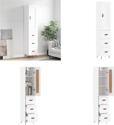 Produktbild von vidaXL Highboard Weiß 34,5x34x180 cm Holzwerkstoff - Highboard - Highboards - Sideboard - Schrank