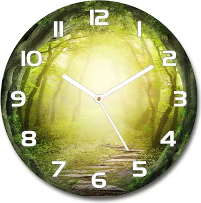 Produktbild von Wanduhr aus Glas 30fi Glasbild Glasuhr Gehärtetes Glas - weisse-zeiger - Tunnel with trees