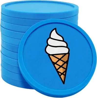 Produktbild von CombiCraft Kunststoff Wertmarken Chips Softeis in Blau- 100 Stück - Ø29 mm