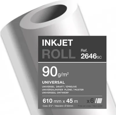 Produktbild von Clairefontaine Plotterrolle 2646SC 90g 610mmx45m 6St.