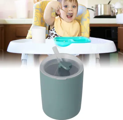 Produktbild von Baby-Trainingsbecher mit Strohhalm-Deckel, weich, hautfreundlich, stabiles Übergangswerkzeug für Kleinkinder, Grün