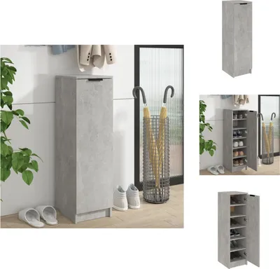 Image de vidaXL Armoire à chaussures gris béton 30x35x100 cm Bois composite - Étagères et armoires à chaussures